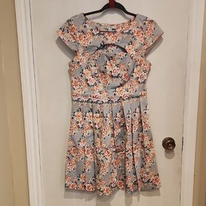 Floral Coral and Gray Lauren Conrads Dress SzM